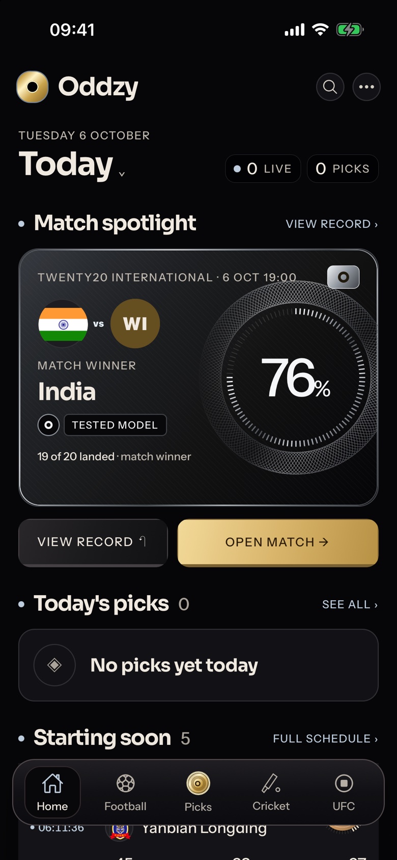 Oddzy for iPhone — Home